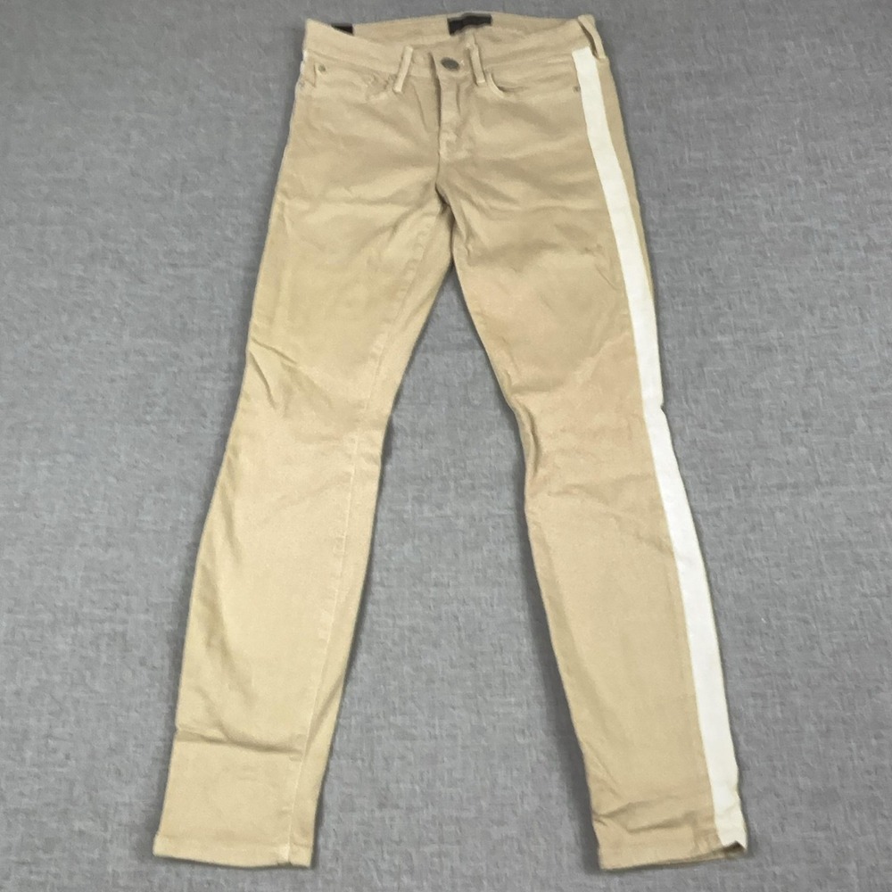 Vince Jeans Womens 27 Beige Light Wash Mid Rise Skinny Side Stripe Denim Stretch